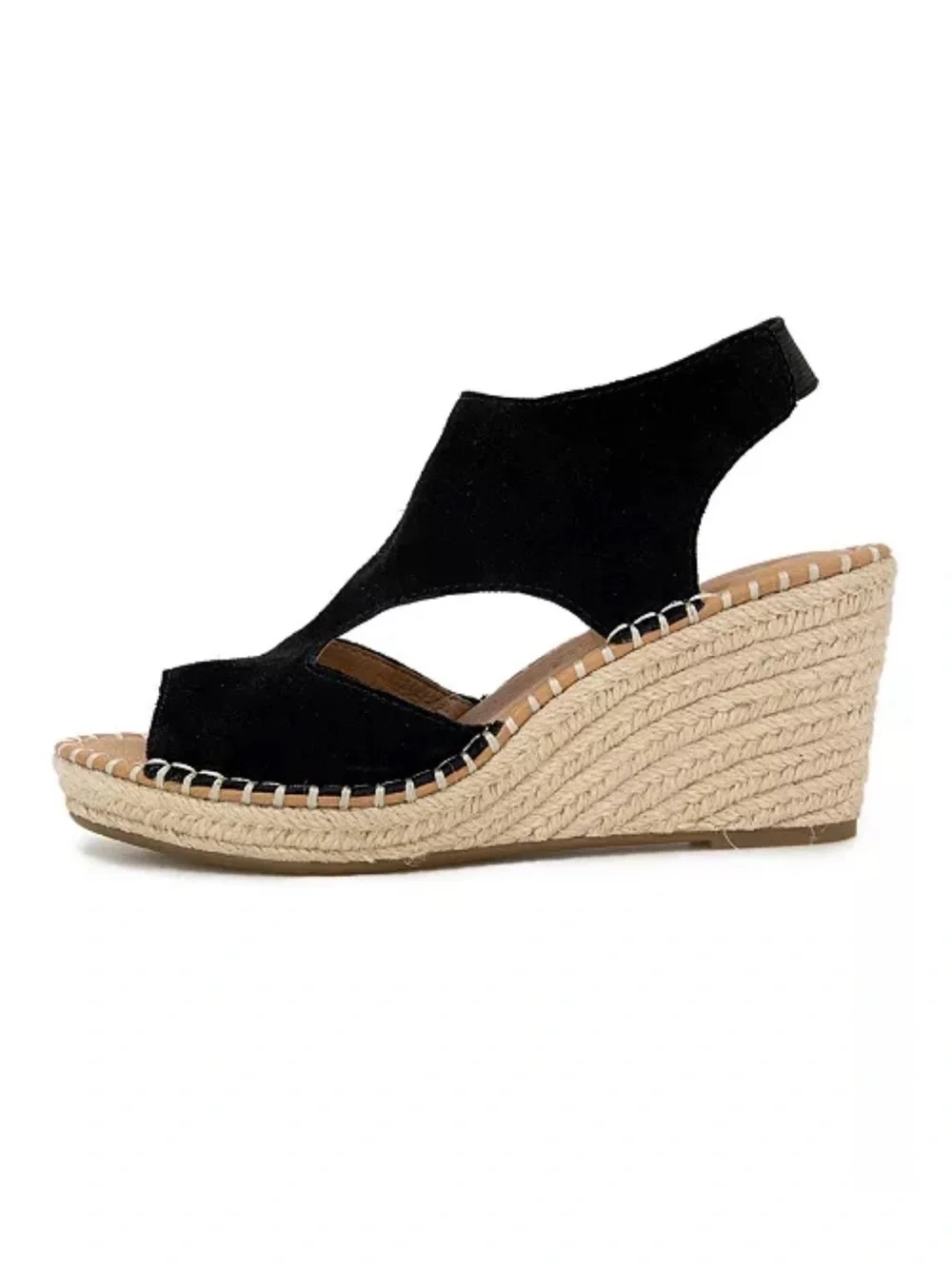 Gentle Souls Black Suede Espadrille Wedge Sandals | Comfort Platform | Size 11M